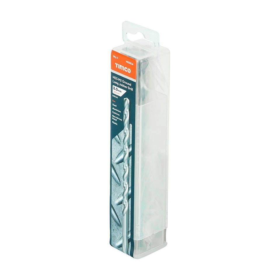 image 1 of Timco - Ground Long Jobber Drills - HSS M2 (Size 8.0mm - 5 Pieces)