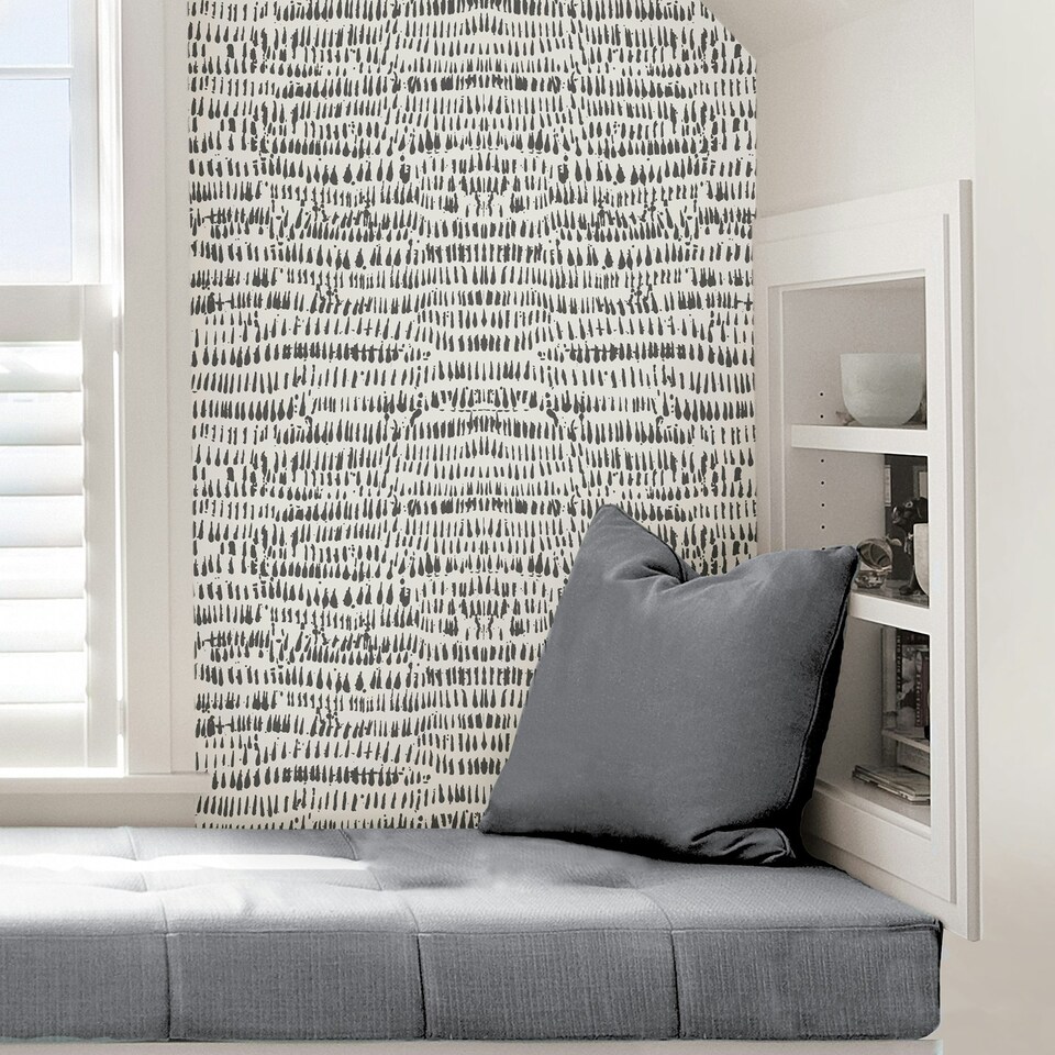 image 1 of NuWallpaper NU2678 Kylver Peel & Stick Wallpaper, White & Black Multi