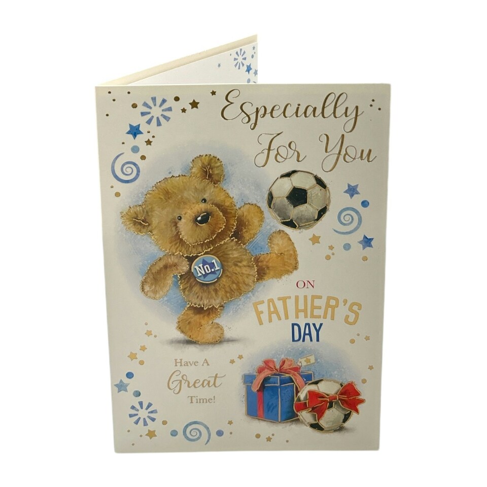 image 1 of Especially For You Teddy Playing Football Design Father's Day Card