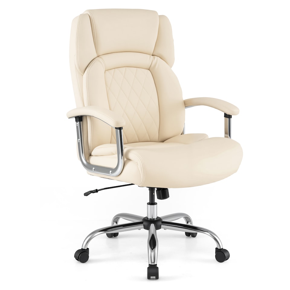 image 1 of COSTWAY 227kg Leather Office Chair Adjustable Big & Tall Executive Chair-Beige