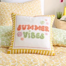 Fusion Summer Vibes Slogan Cushion Cover Multi