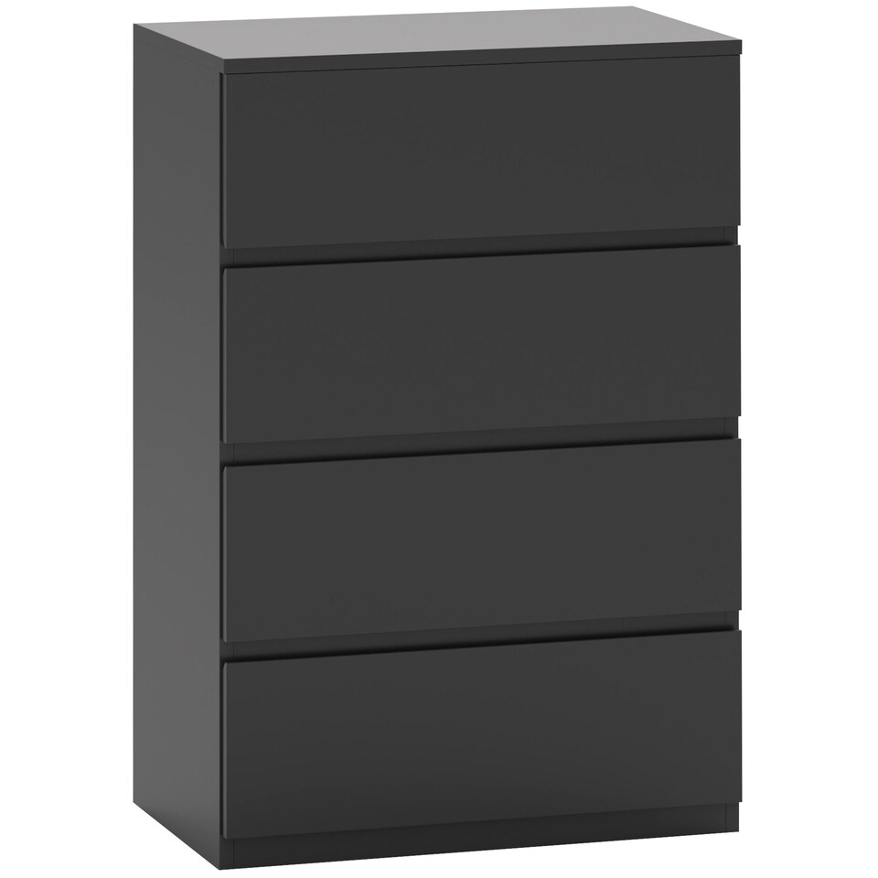 image 1 of HOMCOM Chest of Drawers, 4 Drawers Storage Cabinet Floor Tower Cupboard for Bedroom Living Room, Black