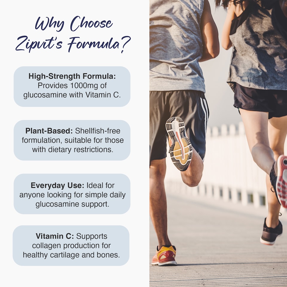 image 1 of Zipvit Glucosamine Sulphate 1000mg, Joint, Cartilage & Bone Support with Vitamin C, 180 Vegan Tablets, 6-Month Supply
