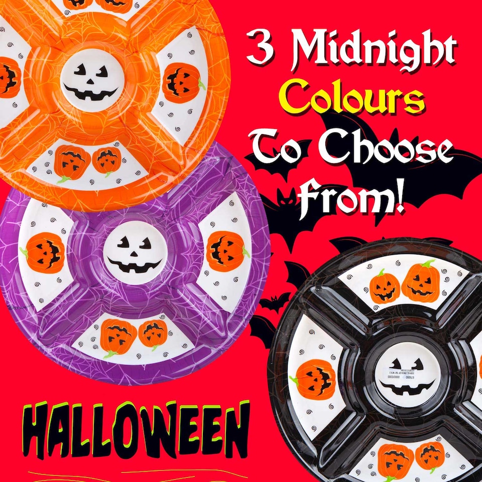 image 1 of VFM e-Store Halloween Dip Tray with Decals - Lightweight Party Serving Dish