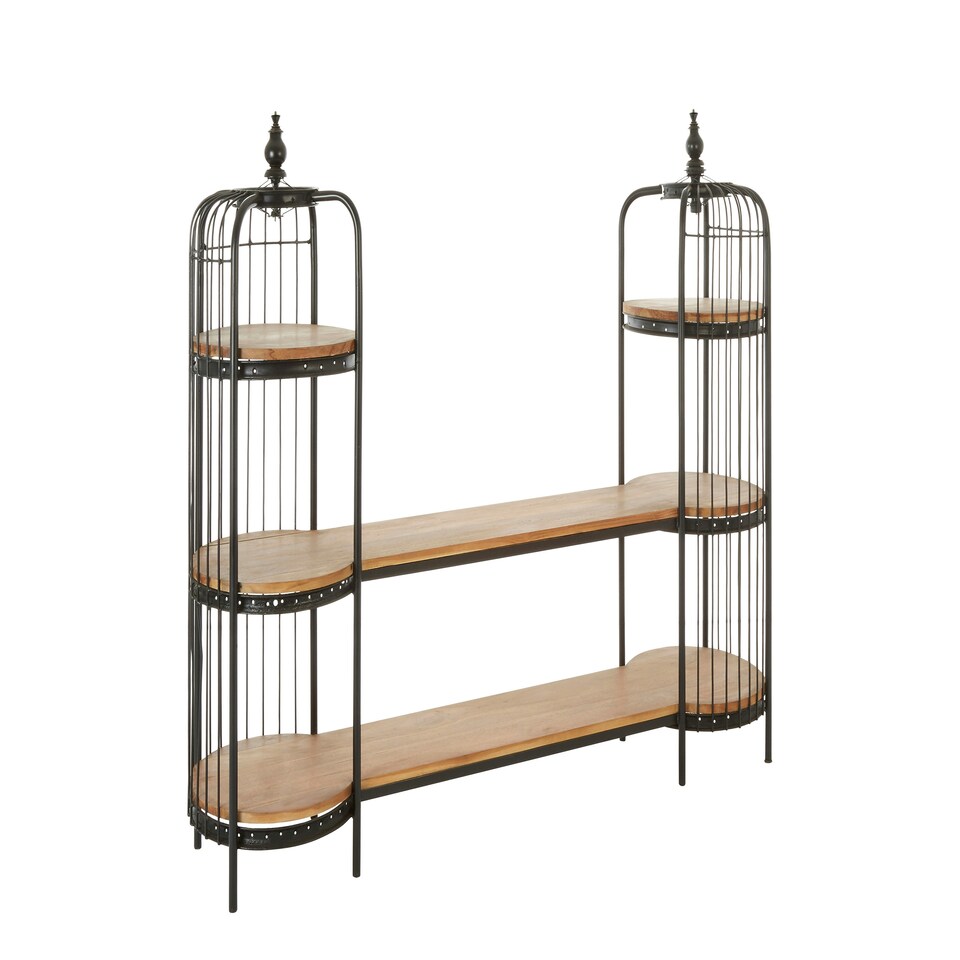 image 1 of Versatile Long Black Finish Birdcage Shelf Unit, Distinctive Design Unit, Durable Modern Shelf Unit | Black
