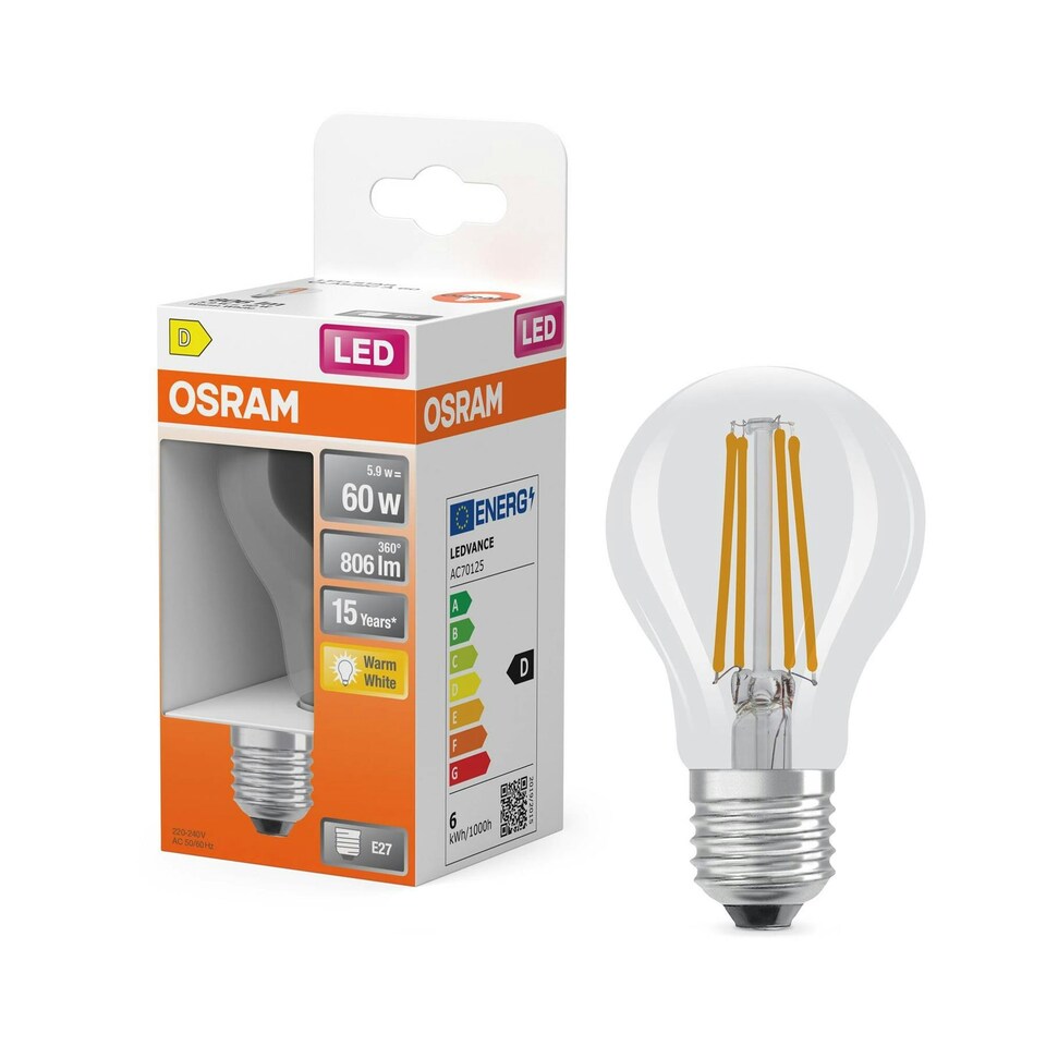 image 1 of OSRAM LED Lamp Star Light Bulb Shape A60 Filament 6 Pack