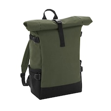 Bagbase Block Roll Top Backpack - Olive/Black - One Size