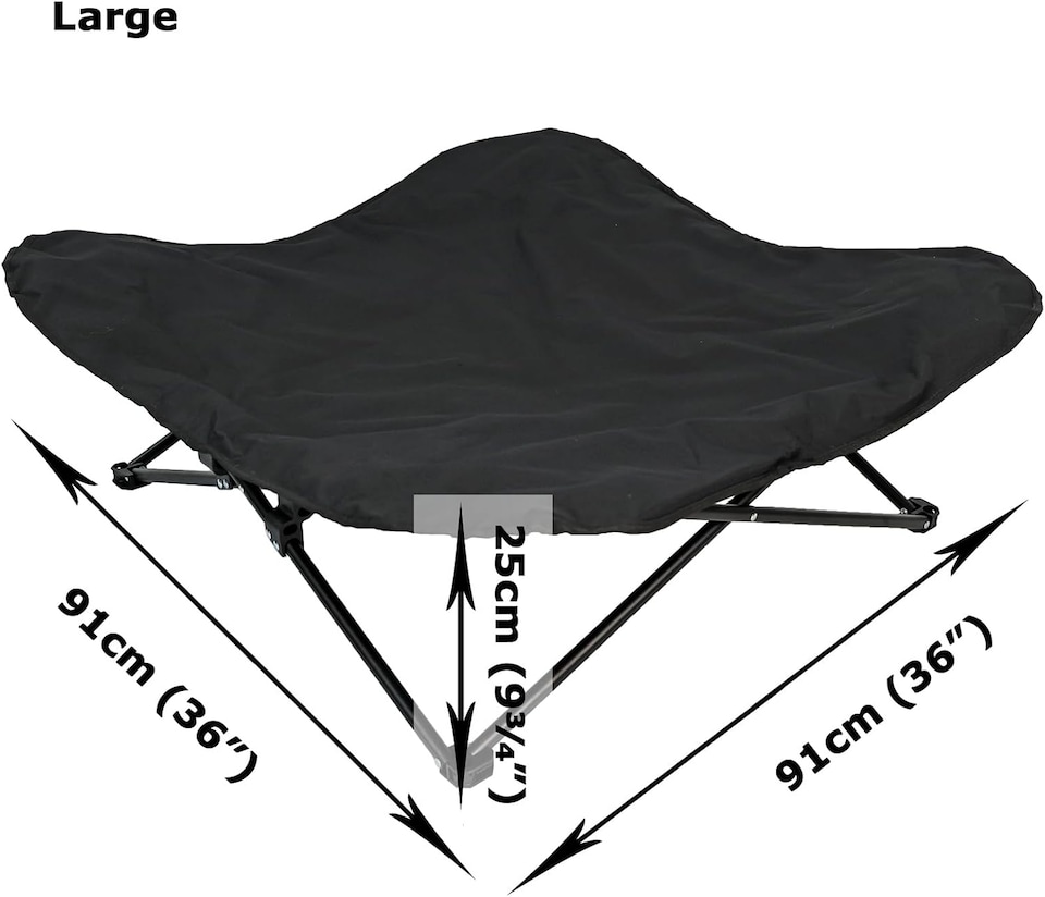 image 1 of Actiaspet Elevated Dog Bed with Steel Frame and Poly-Cotton Padding, Indoor Outdoor Pet Cot Black (L)