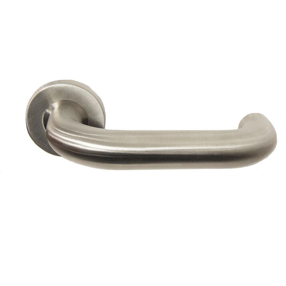 Loops PAIR 22mm Round Bar Safety Handle on Round Rose Concealed Fix Satin Steel in Metallics