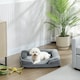image 2 of PawHut Dog Sofa Bed, Washable Soft Plush Pet Bed with Removable Flannel Cover and Non-Slip Bottom, Anti-Anxiety for Cats and Small Dogs, 70 x 60 x 16.5 cm, Grey | Grey | S