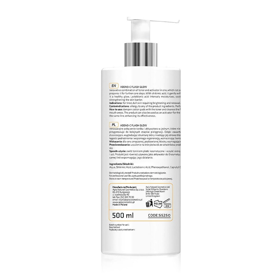 image 1 of Apis ADENO-C Flash Glow Illuminating Toner & Activator 2-in-1 | 500ml
