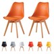 image 1 of Set of 2 Dining Chairs with Solid Wooden Legs and Seat Cushion Pad Orange - Eva by MCC