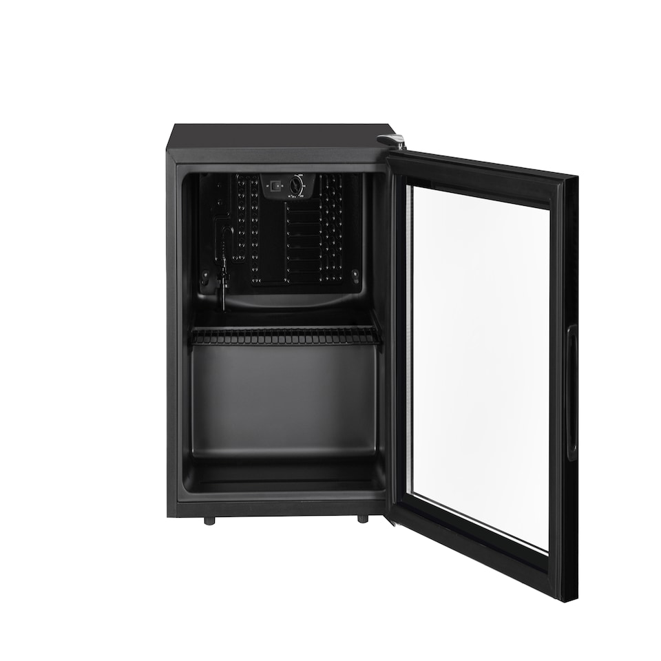 image 1 of SIA DC3B Mini Drinks Fridge, Table Top 46L Wine Cooler With Glass Door, Black