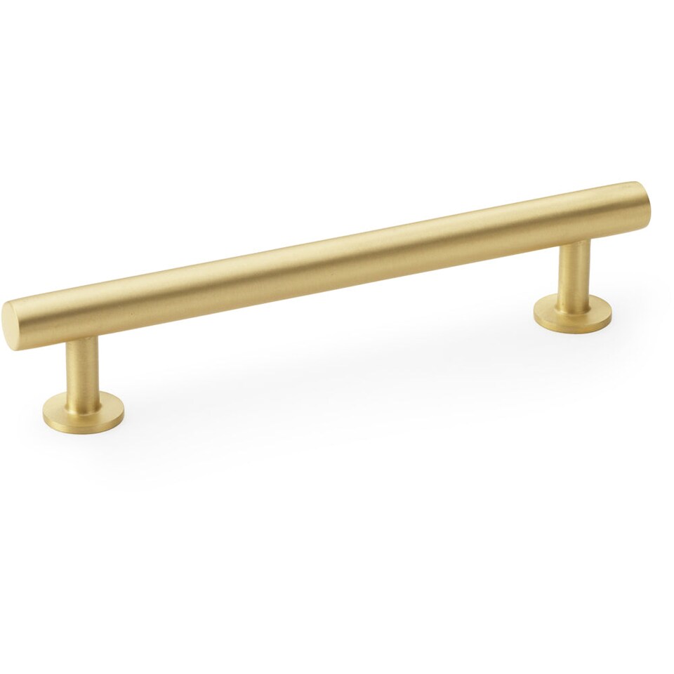 image 1 of Round T Bar Pull Handle - Satin Brass - 128mm Centres SOLID BRASS Drawer Door