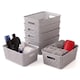 image 1 of GEEZY Small Plastic Storage Baskets Set of 6 Grey Woven Style Stackable Organizers