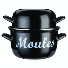 KitchenCraft Mussel Pot Black Steel 5.5L | Black