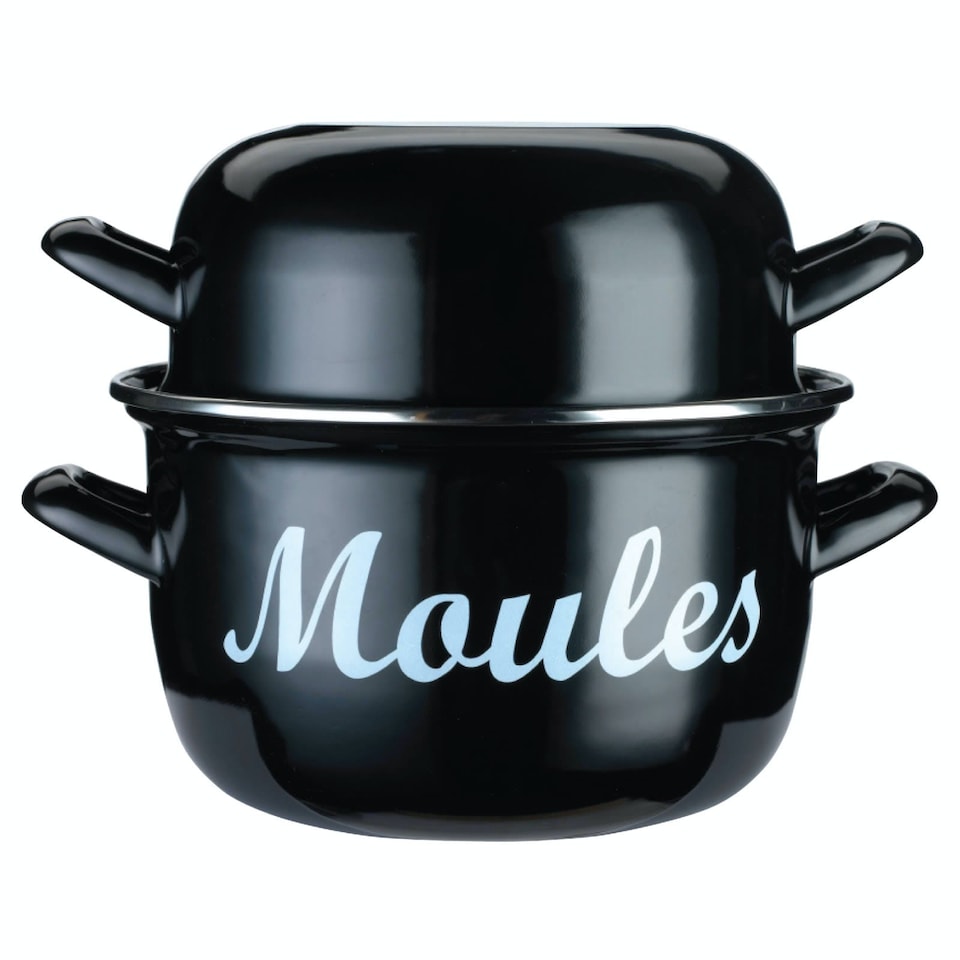 image 1 of KitchenCraft Mussel Pot Black Steel 5.5L | Black