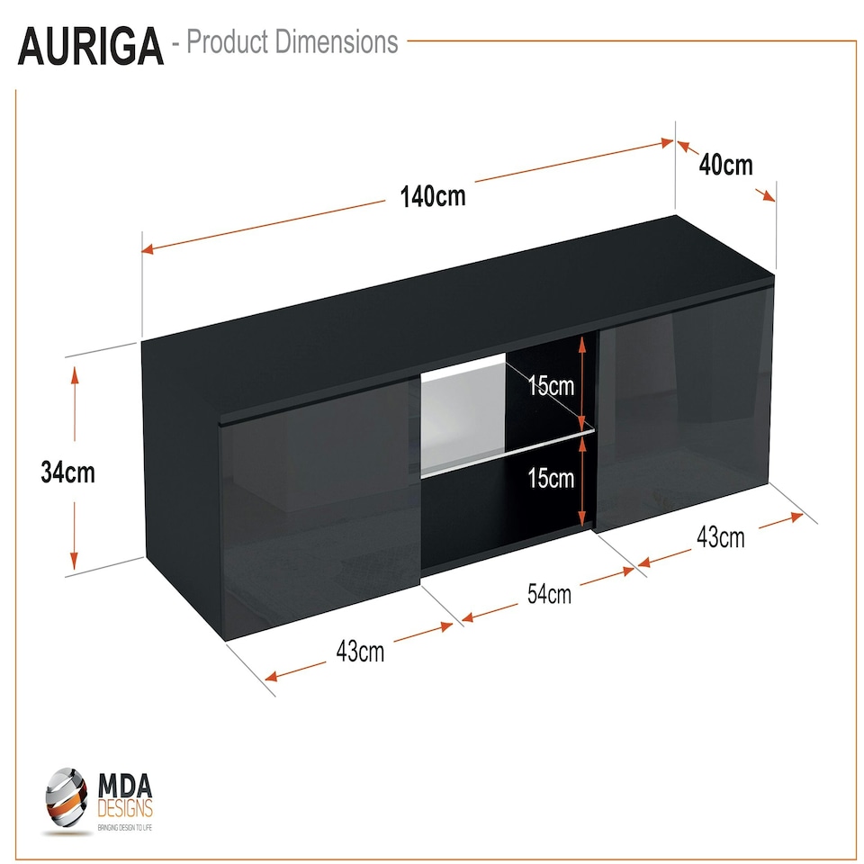 image 1 of MDA Designs Auriga White Modern TV Cabinet for Flat TV Screens of up to 65" Entertainment Unit with Shelves and Built-in Blue LED Lights White