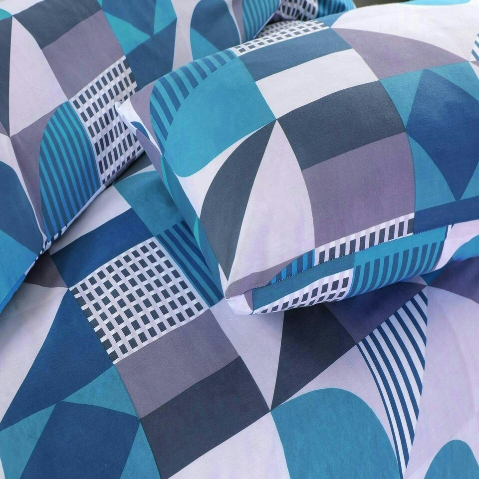 image 1 of Geometric Shapes Duvet Cover Set - Super King - Blue