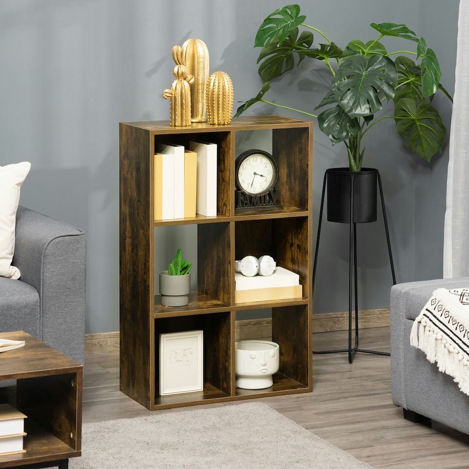image 1 of HOMCOM Industrial Style Storage Shelf, Bookcase, Bookshelf, Rustic Brown