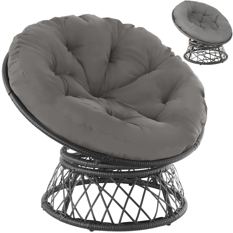 image 1 of Garden Chair Gargano - rotatable, resilient polyrattan, comfortable round cushion, Grey