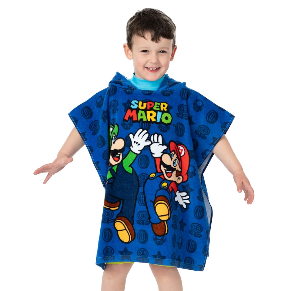 image 1 of Super Mario Childrens/Kids Hooded Towel - Blue - One Size