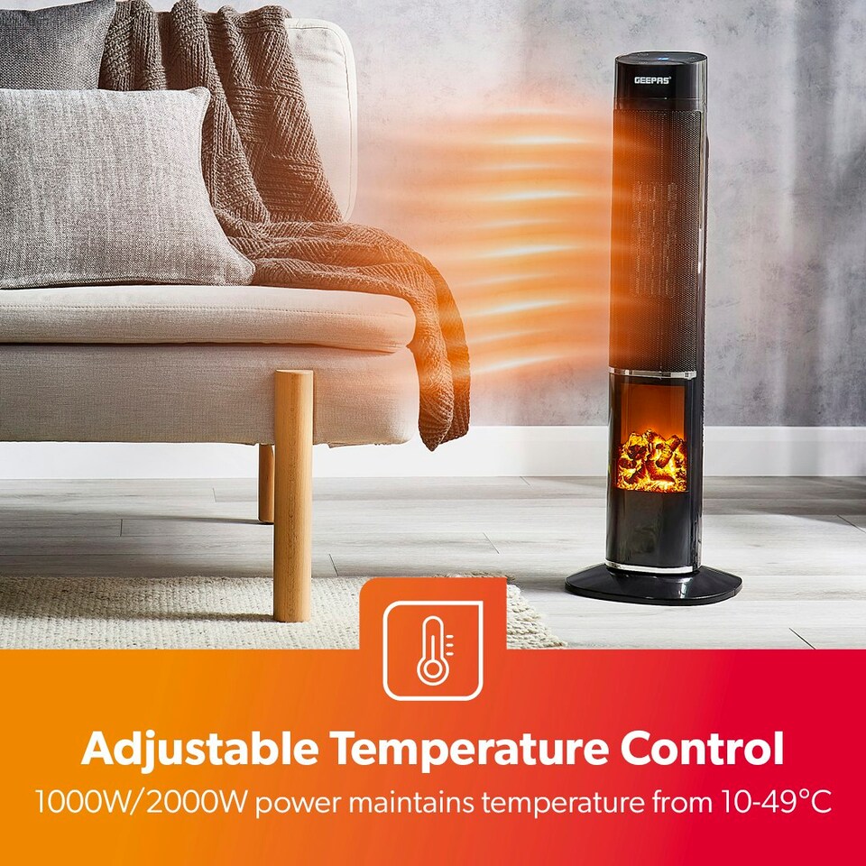 image 1 of GEEPAS Digital Ceramic Tower Heater - Black