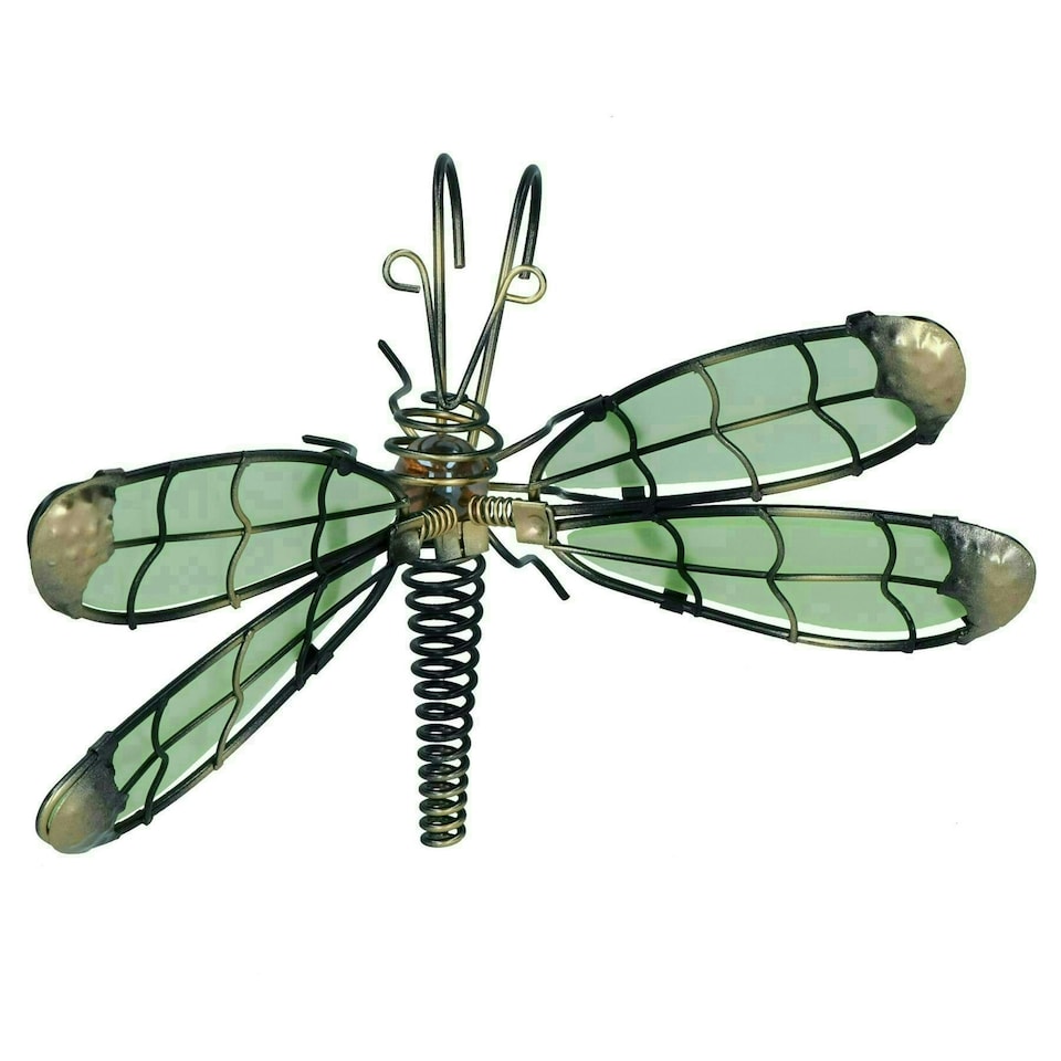 image 1 of Glass Wing Glow in the Dark Dragonfly Pot Hanger Garden Home Ornament