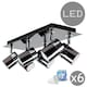 image 2 of ValueLights Rectangular 6 Way Adjustable Ceiling Spotlight in a Black Chrome Finish - Complete 5w GU10 LED Bulbs 6500K Cool White