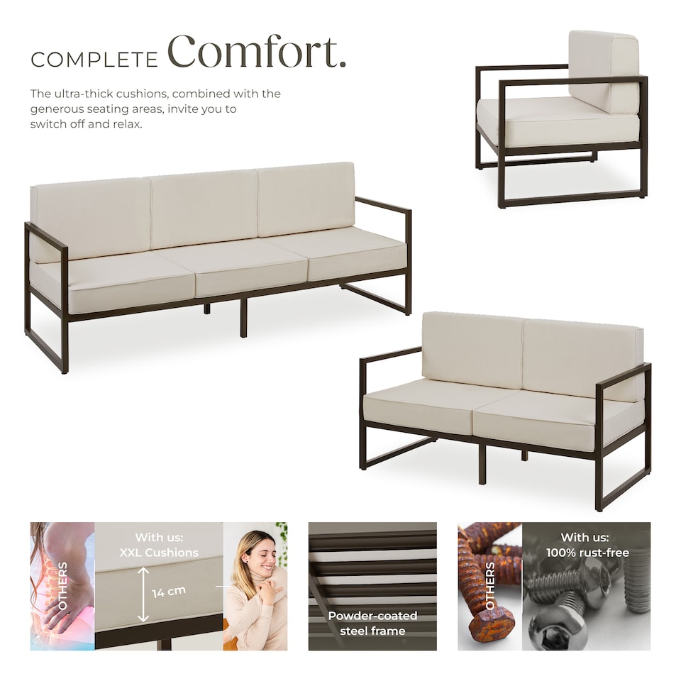 image 1 of Garden Furniture Comosa - for 6 people, XXL padding, 2 sofas, 1 armchair