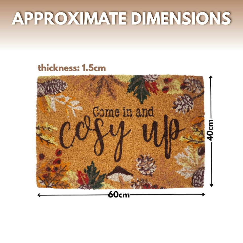 image 1 of Marco Paul Multicoloured Coir 'Cosy Autumn' Doormat 60x40cm Seasonal Entryway Mat
