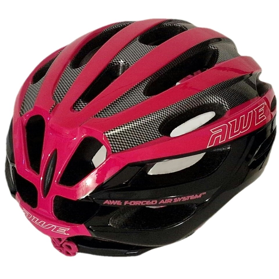 image 1 of AWE AweSprint Adult In Mould Bike Helmet Carbon/Black/Pink 55-58cm Crash Guarantee* | Black | Pink