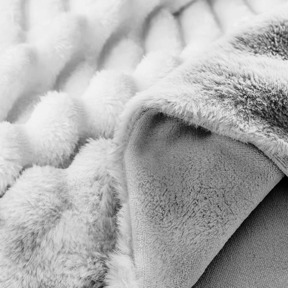 image 1 of Velosso Jumbo Cord Faux Rabbit Fur Duvet Cover and Pillowcase Set