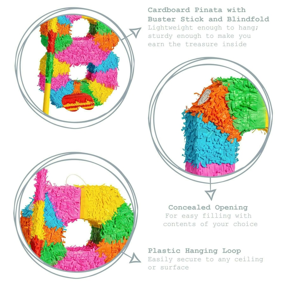 image 1 of Fax Potato Number 8 Pinata Set with Stick & Blindfold - Pink Stick