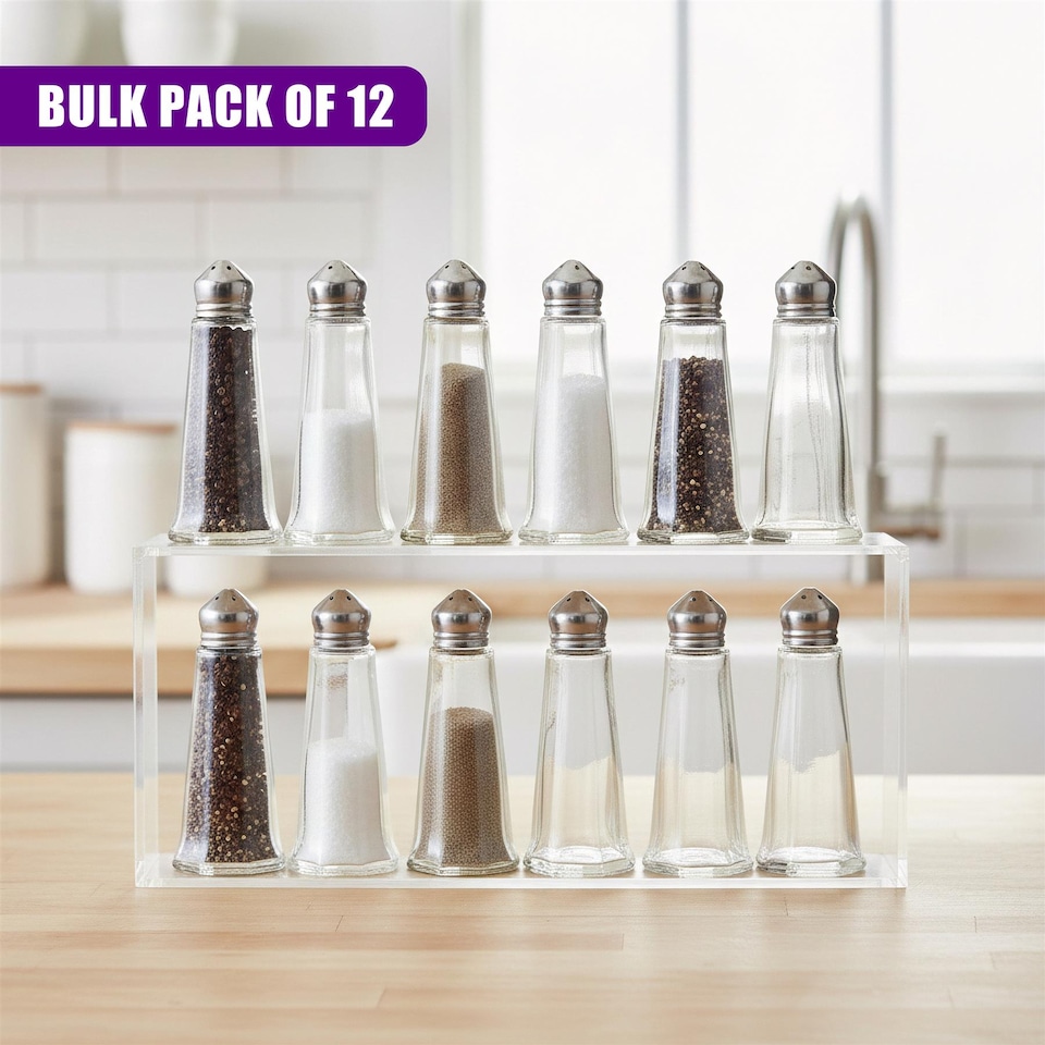 image 1 of GEEZY Salt And Pepper Shakers Set Clear Glass 6 Pieces