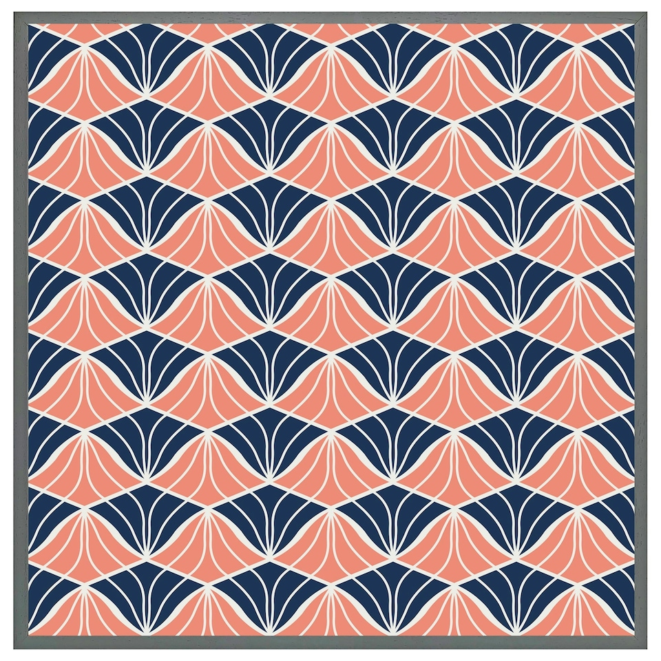 image 1 of Navy & pink geometric shells (Picture Frame) Grey | XL