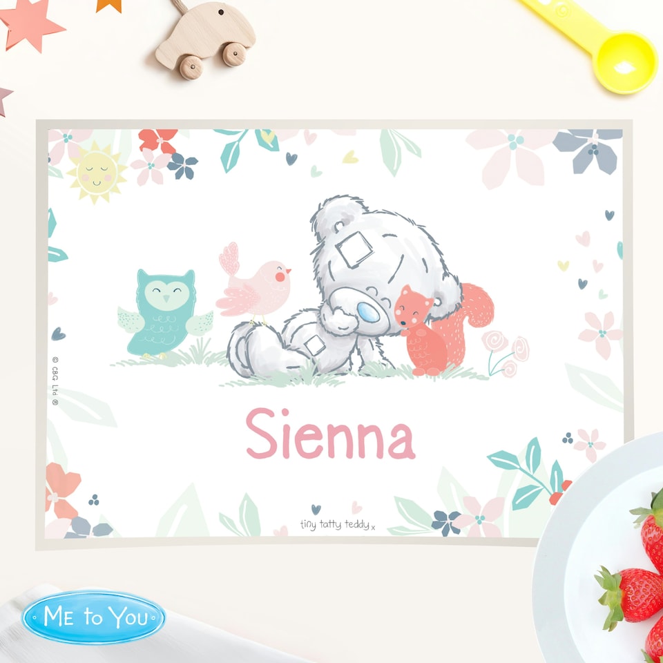 image 1 of Personalised Tiny Tatty Teddy Woodland Animal Placemat