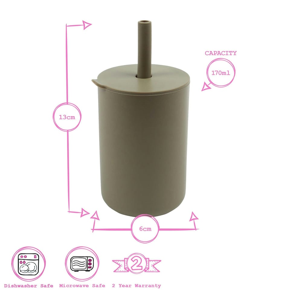 image 1 of Tiny Dining Baby Silicone Sippy Cup - 120ml - Silver Sage Grey