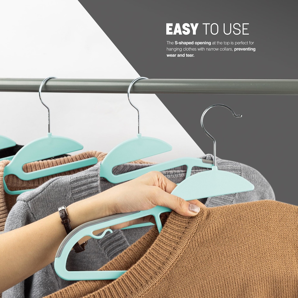 image 1 of Keplin Non-Slip Hangers, Durable, Slimline Design for Space Saving with 360 Degree Swivel
