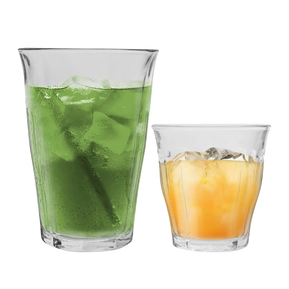 image 1 of Duralex Picardie Drinking Glasses - 200ml Tumblers, 360ml Highballs - Set of 12 Clear