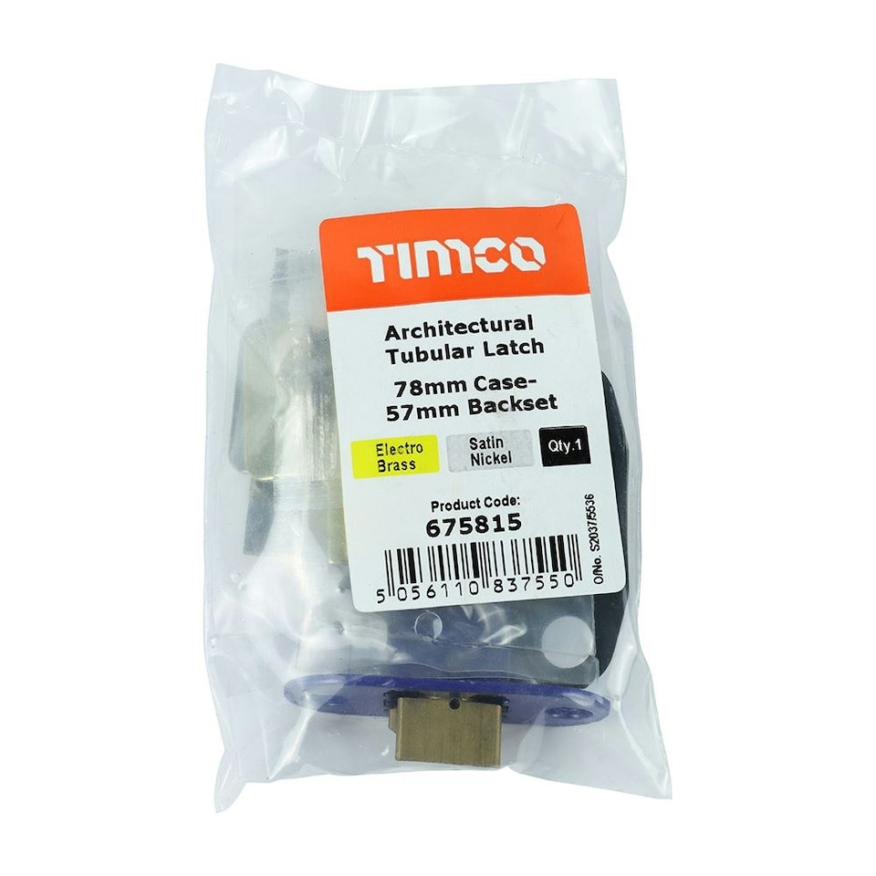 image 1 of Timco - Architectural Tubular Latch - Electro Brass & Satin Nickel (Size 78 case / 57 backset - 1 Each)