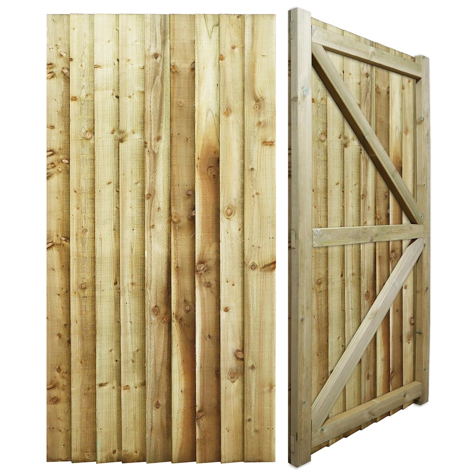 image 1 of Heavy Duty Garden Gate 6ft x 3ft Feather Edge H-Frame Flat Top Treated Timber Door