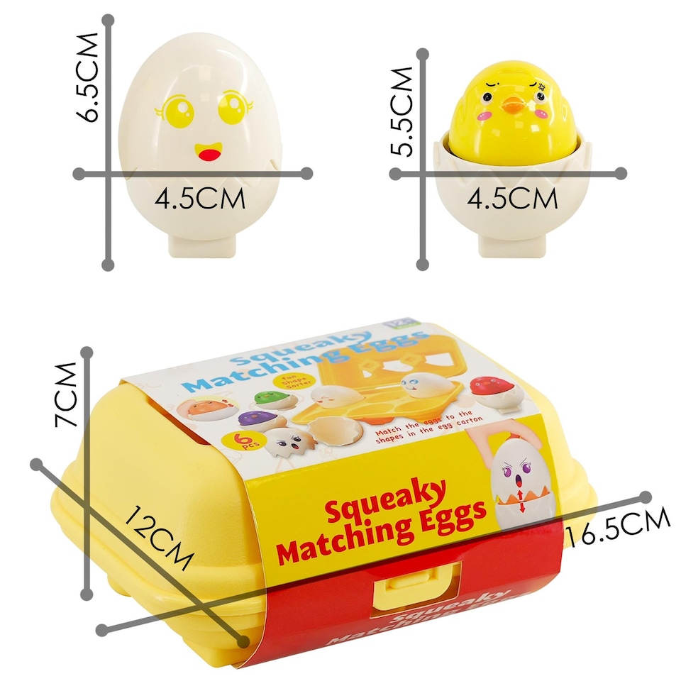 image 1 of The Magic Toy Shop Squeaky Matching Eggs Colour Shape Sorter Toy for Toddlers Babies