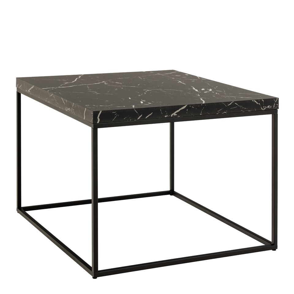 image 1 of Barossa Coffee Table with Black Marble Marquina Top & Black Steel Base 60cm