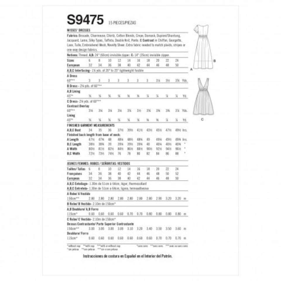 image 1 of Simplicity 9475 Paper Sewing Pattern – Women’s Dress, Size U5 (16–18–20–22–24), Intermediate