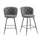 image 1 of SONARA Set of 2 Blended Woven Fabric Counter Height Bar Stools with Backrest | Grey