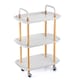 image 4 of 3 Tier Beech Wood & Plastic Serving Storage Trolley Food Drinks Cart on Wheels | White | White | 3 Tier | 1