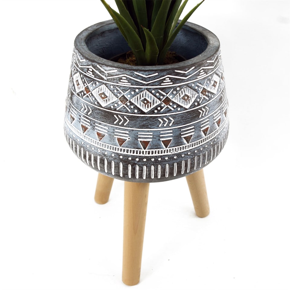 image 1 of Large Blue Composite Planter with Stand | Blue