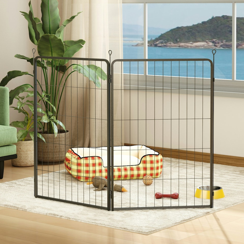 image 1 of PawHut 2 Piece Expansion Pack Dog Pen for Large Dogs, 100cm Tall, Black | Multi | Not provided