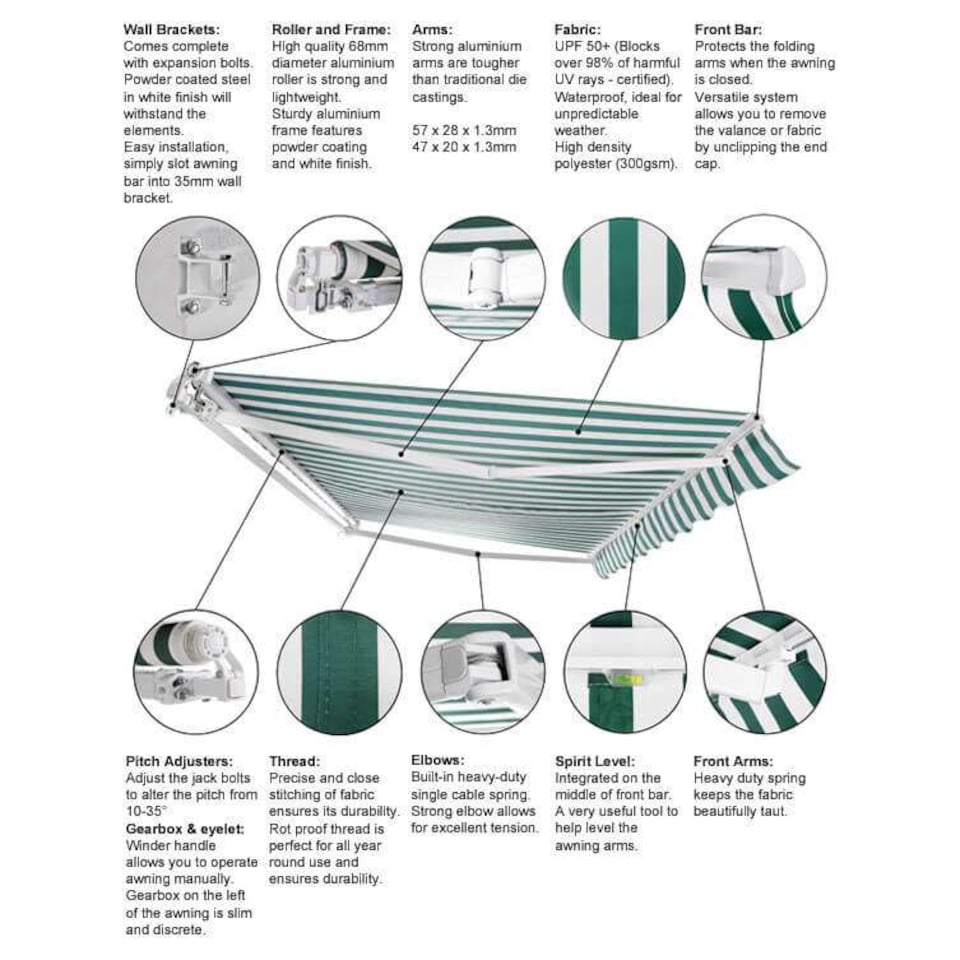 image 1 of 4.0m x 3.0m Retractable Manual Ivory Awning